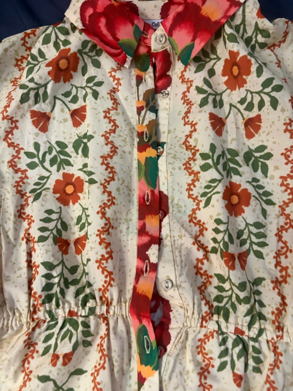 Celina Moon Floral Belted Cotton Shirt dress - sz NWT- LG-- floral bohemian - Picture 5 of 9